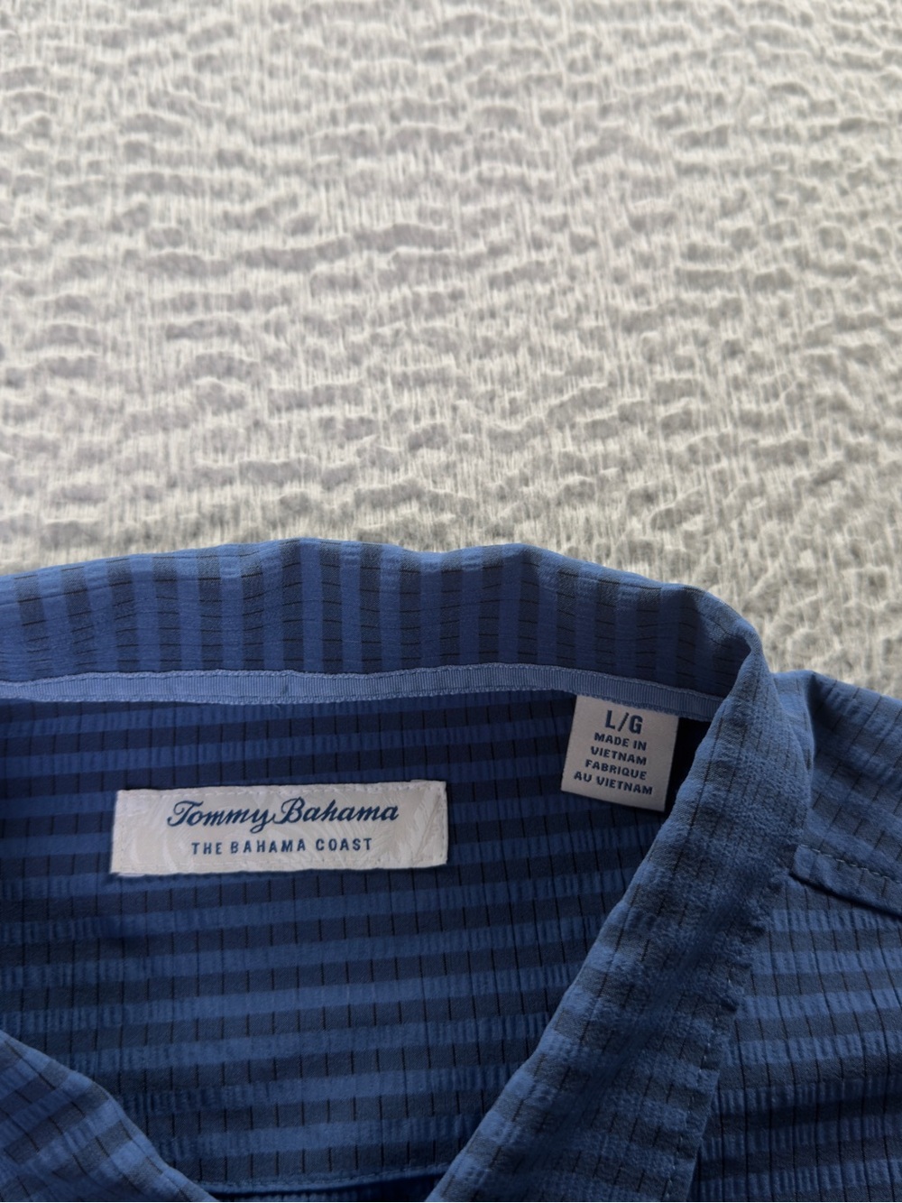 Tommy Bahama The Bahama Coast Polo Shirt Mens Large Blue Striped Preppy Casual - Picture 7 of 10